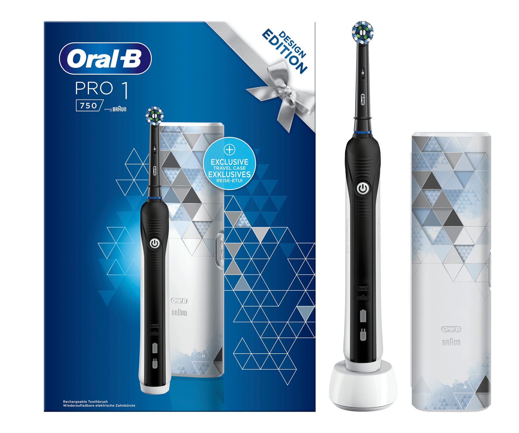 BRAUN Oral-B Pro 1 750 Black / Cepillo de dientes eléctrico + estuche