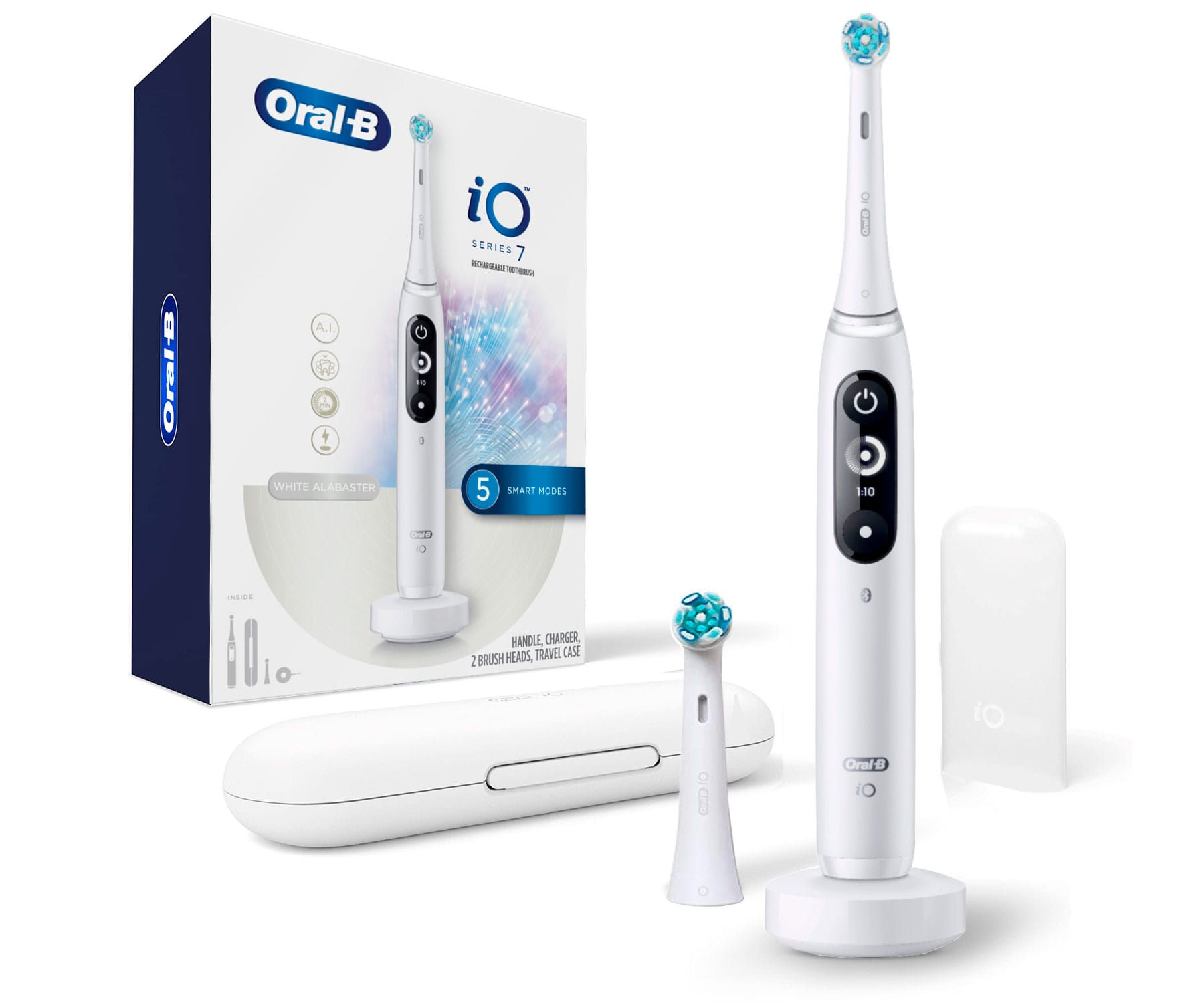BRAUN Oral-B IO7 White / Cepillo de dientes eléctrico + estuche + 2 recambios