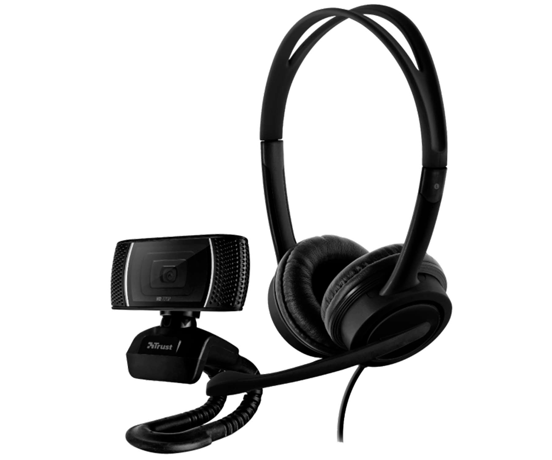 Trust DOBA 2in1 Home Office Set Black / Webcam 720p + auriculares con micro