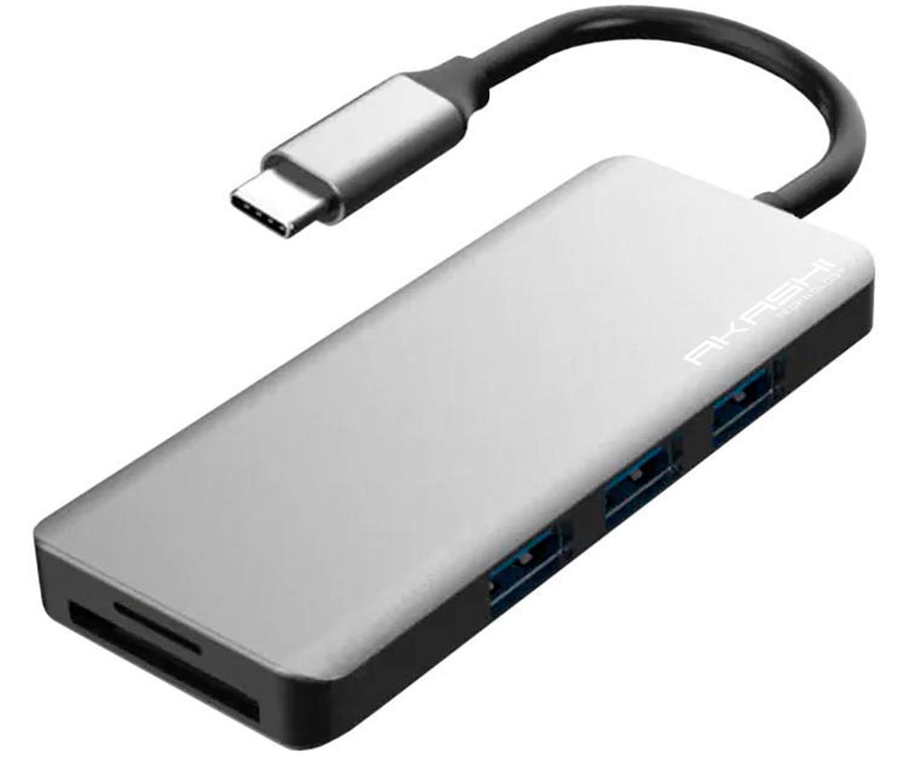 AKASHI HUB 7in1 USB-C Universal Gris / HUB USB-C HDMI USB 3.0 SD Y MICROSD