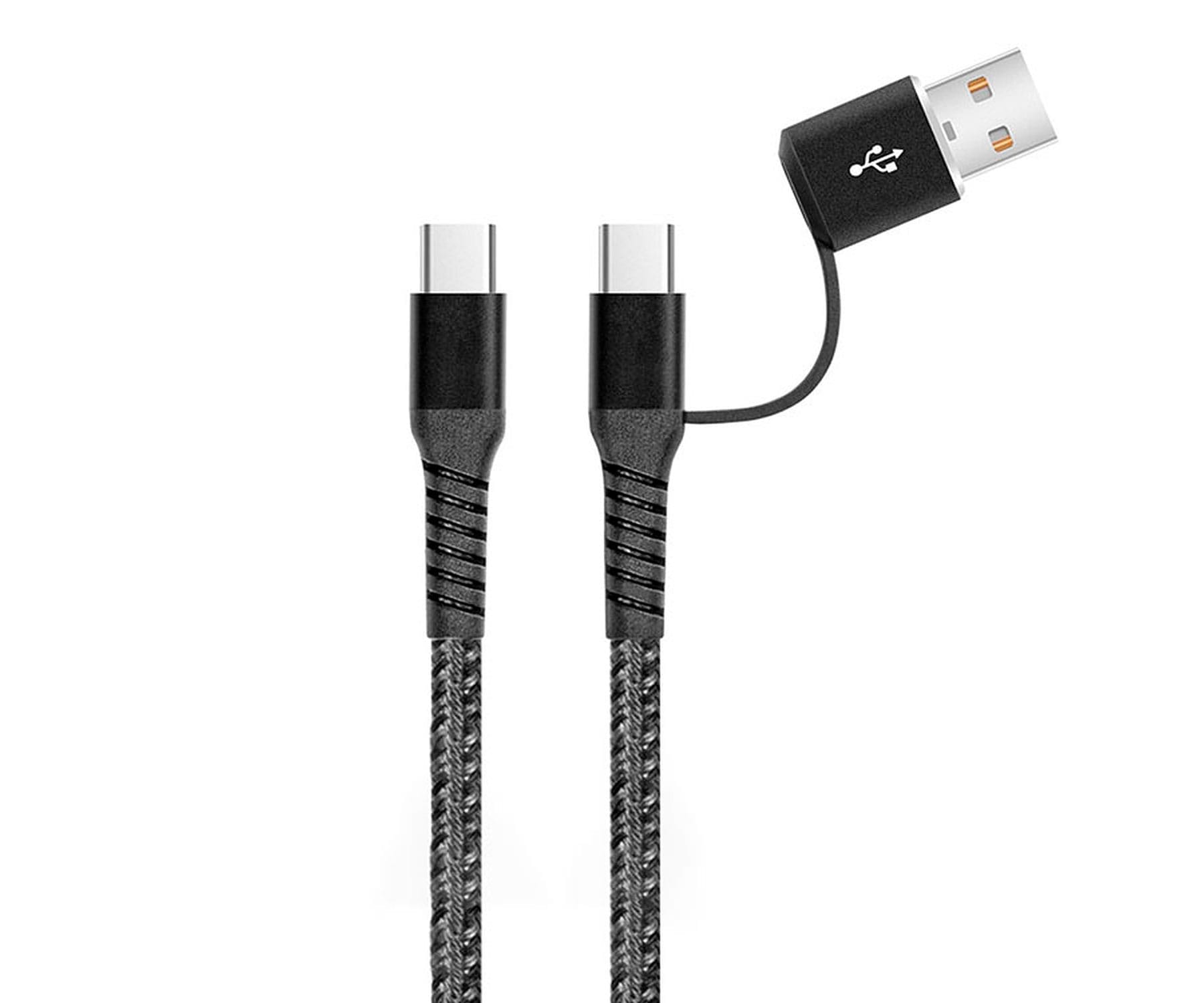 AKASHI Negro / Cable USB-C (M) a USB-C (M) / USB-A (M) 1m