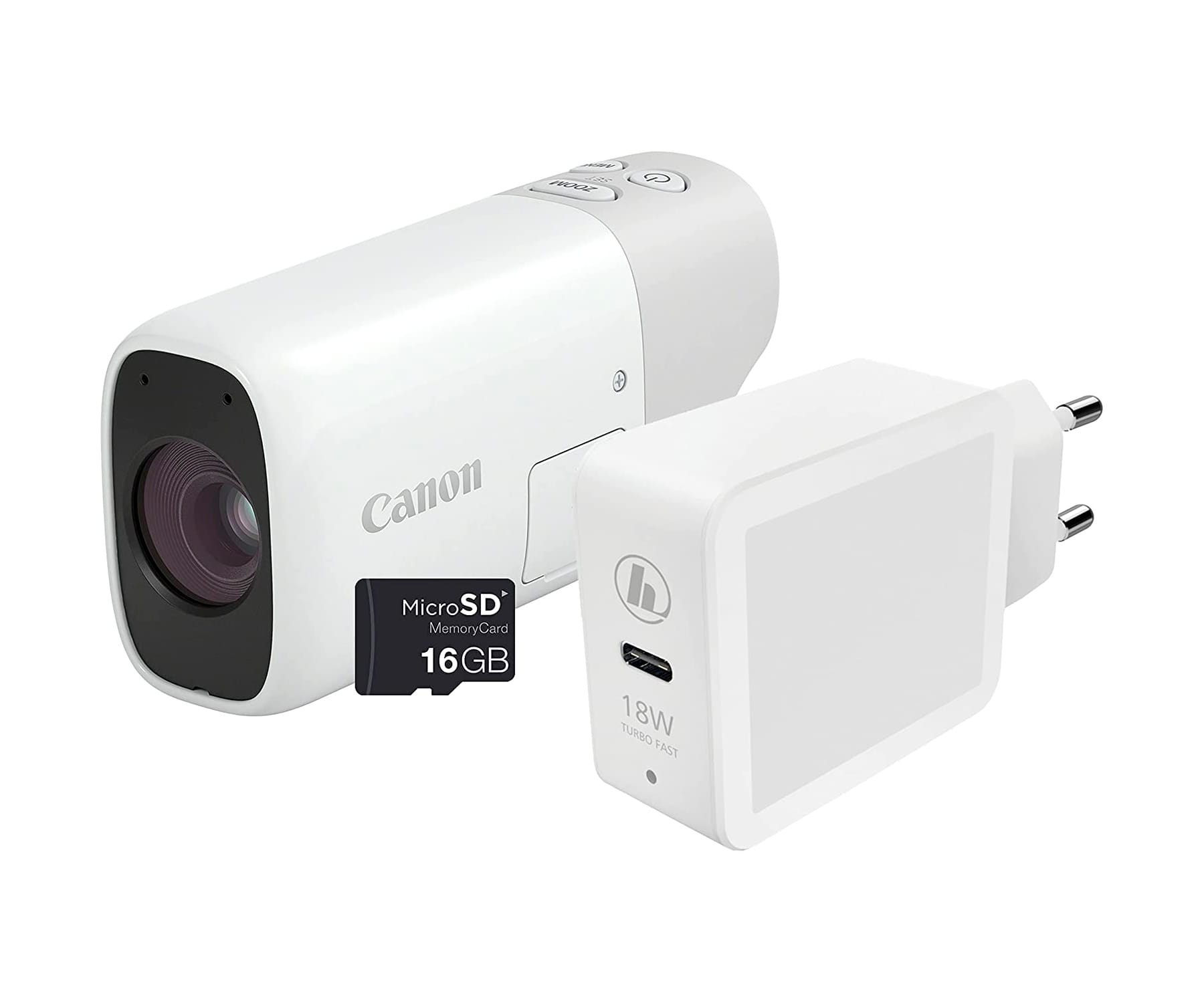 Canon PowerShot ZOOM Essential Kit White / Pack de cámara + microSD + cargador USB-C