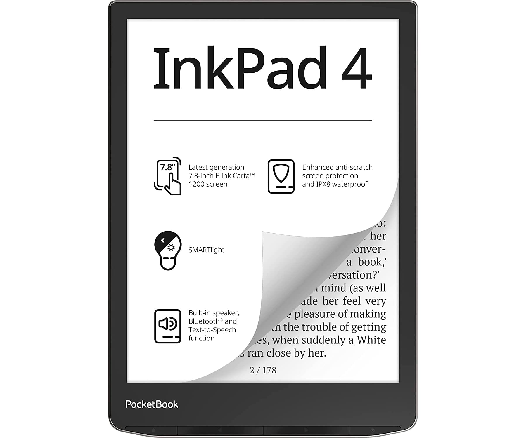 PocketBook InkPad 4 Silver / Lector de libros electrónicos 7.8" 32GB
