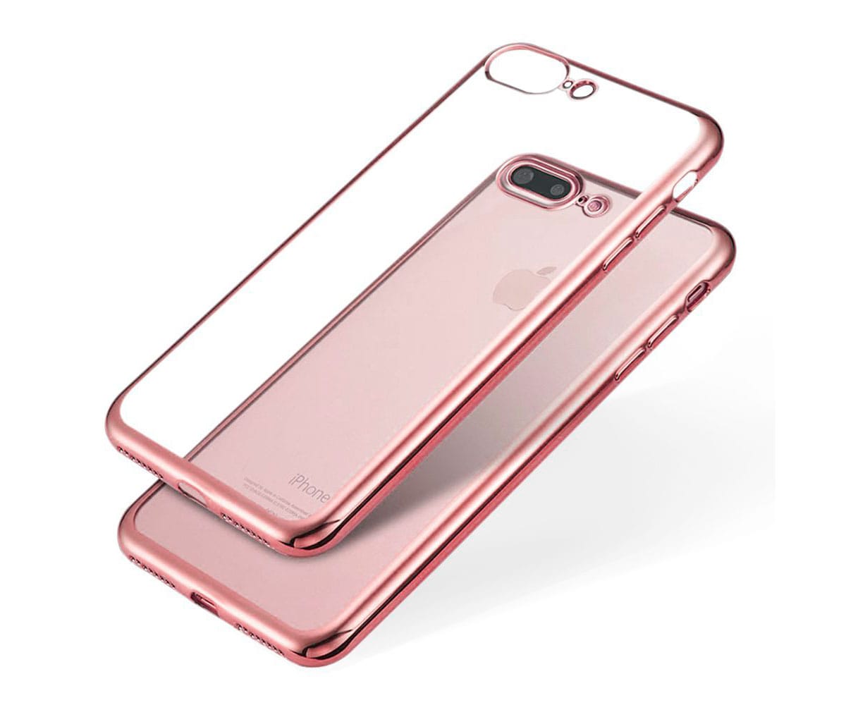 JC Funda trasera silicona transparente + rosa / Apple iPhone 7 - 8