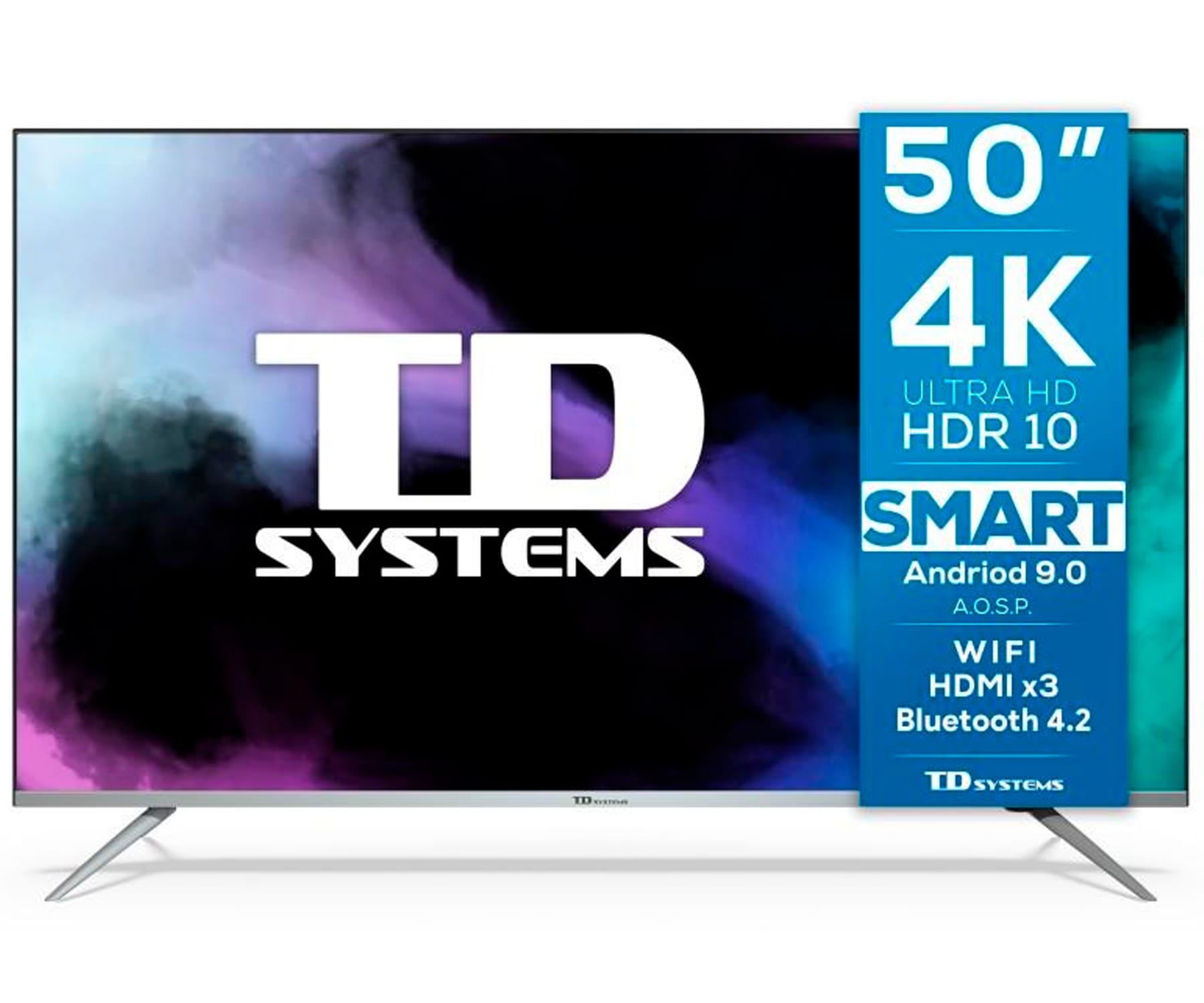 TD SYSTEMS K50DLJ12US Televisor Plata Smart TV 50" Direct LED UHD 4K HDR