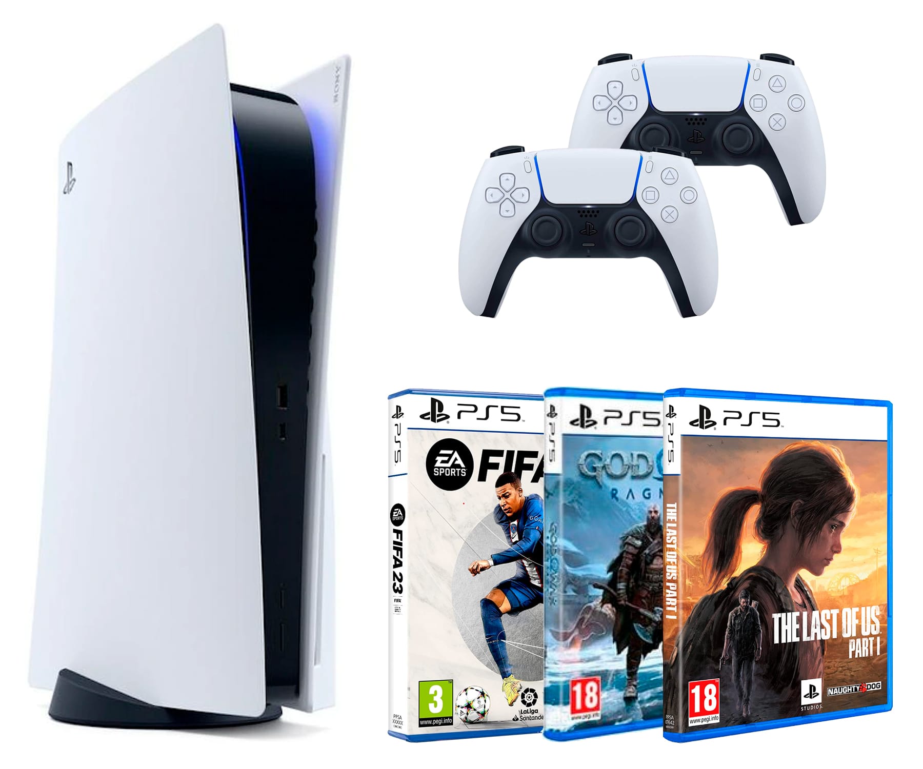 SONY PACK PlayStation 5 Edición Blu-ray + FIFA 23 + God of War + Last of Us + DualSense extra