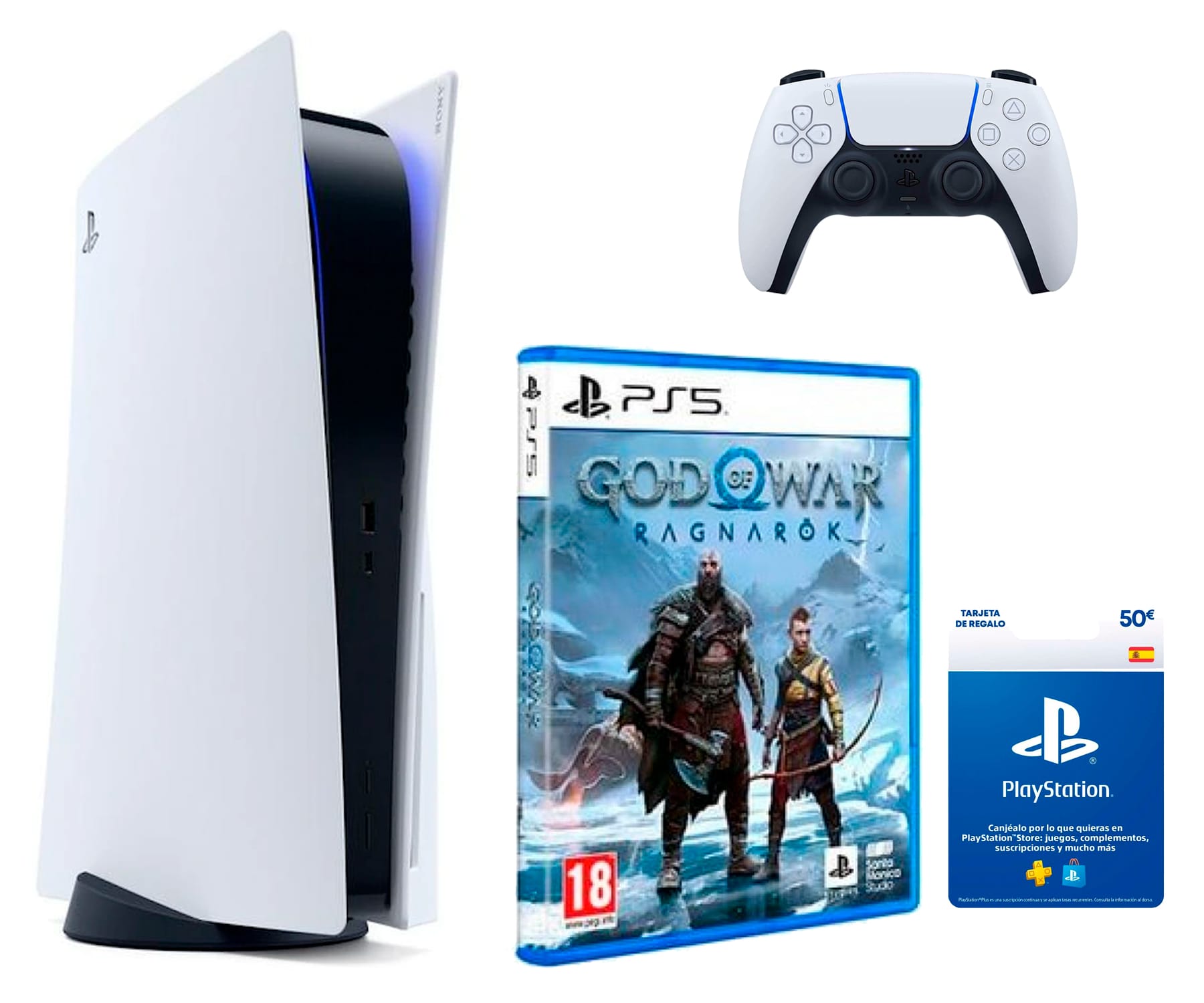 SONY PACK PlayStation 5 Edición Blu-ray + God of War Ragnarok + 50€ PlayStation Store + DualSense extra