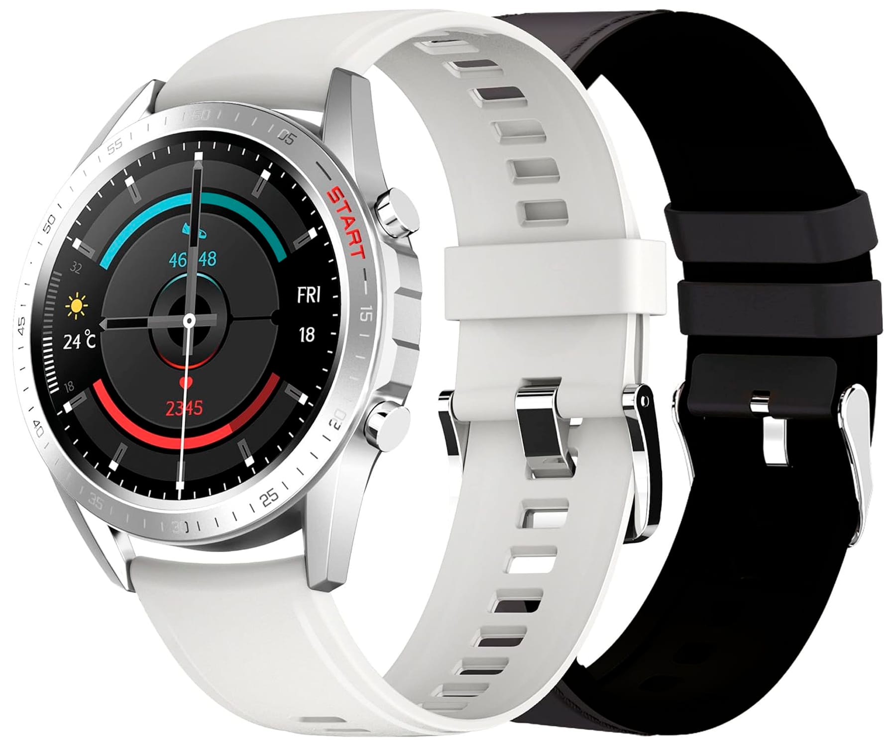 DCU Smartwatch Elegance 2 correas Negra + Blanca / Smartwatch 1.32"