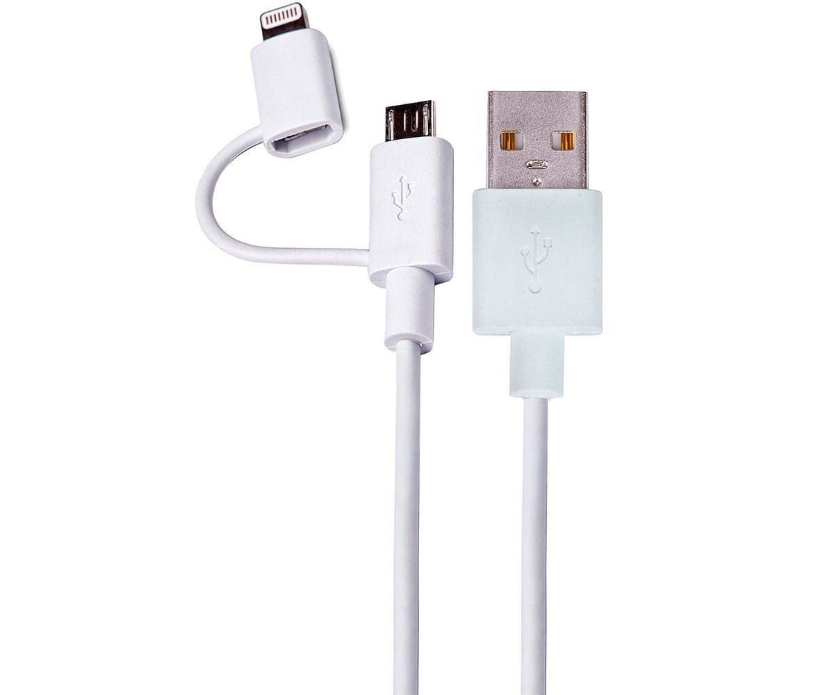 DCU 34101200 Blanco / Cable USB-A (M) a microUSB o Lightning (M) 1m